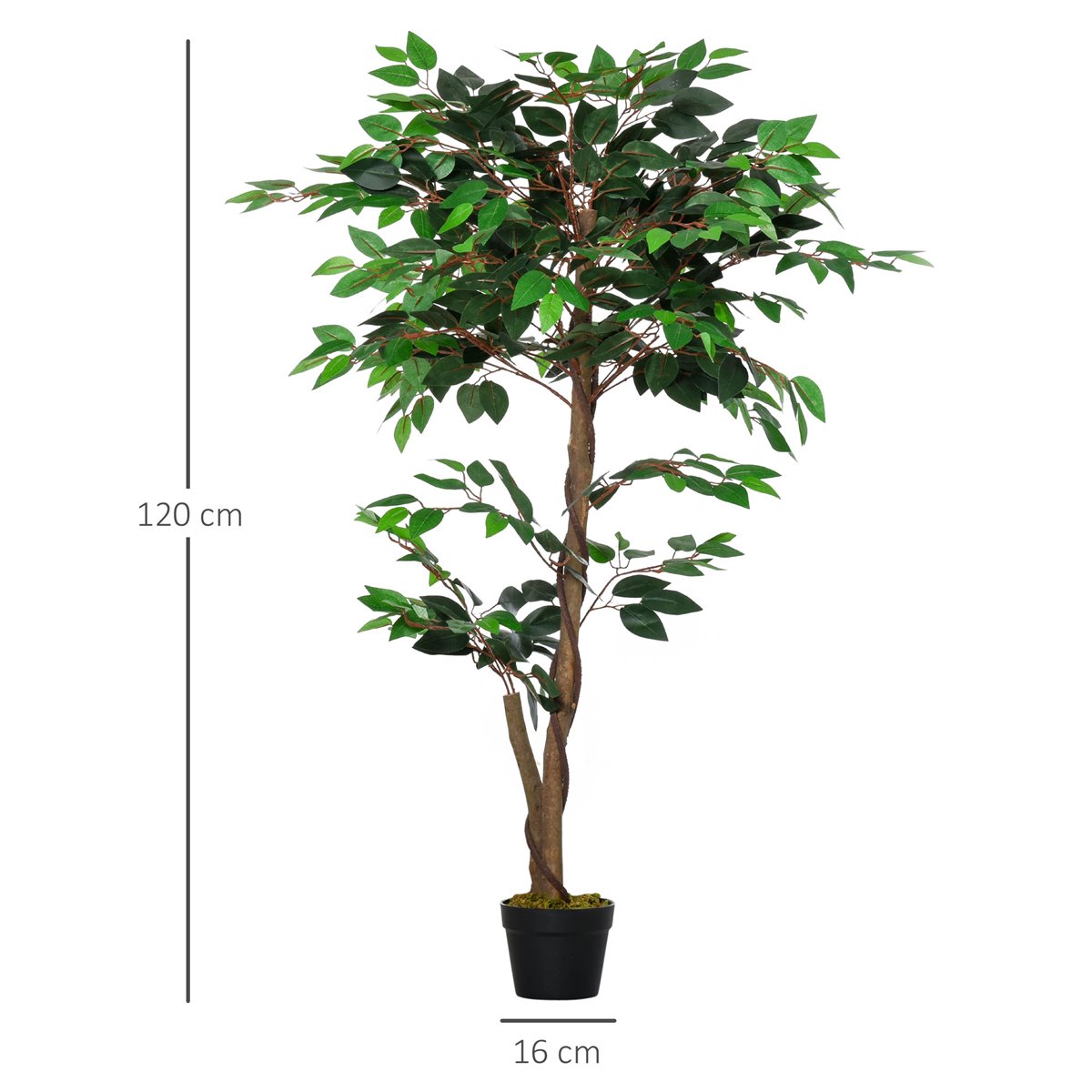 Outsunny árbol de té artificial 120 cm planta artificial con 546