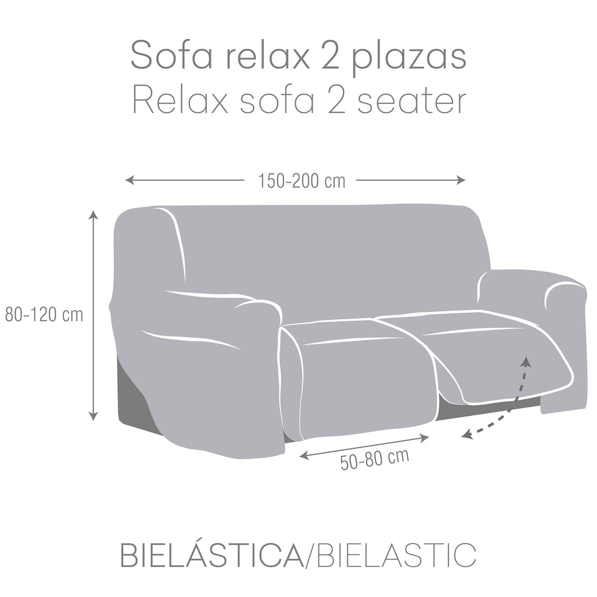 Funda Sofá Relax Bielastica Adaptable 2 Plazas (150-200 cm) Marrón -  Conforama