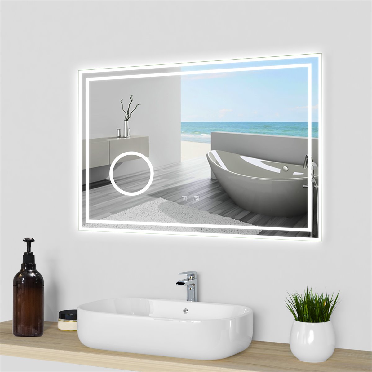 Espejo de pared de baño con LED 60x80 cm, Espejos