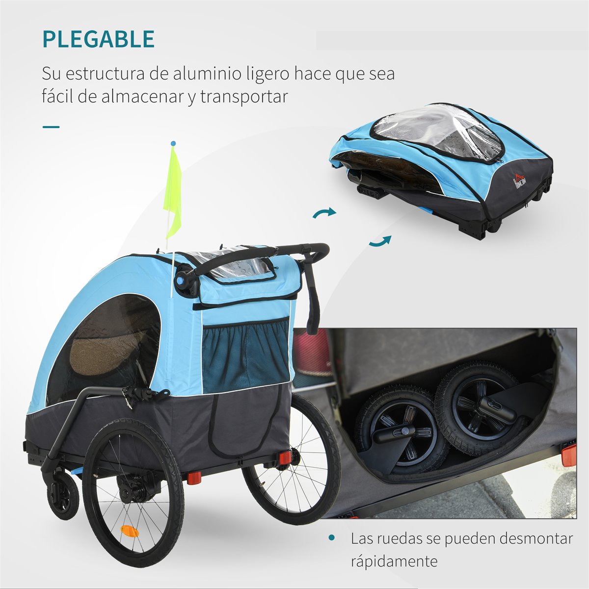 Aosom Remolque de bicicleta para niños 3 en 1 plegable para niños,  cochecito de bebé, cochecito de bebé, transporte con sistema de  amortiguador