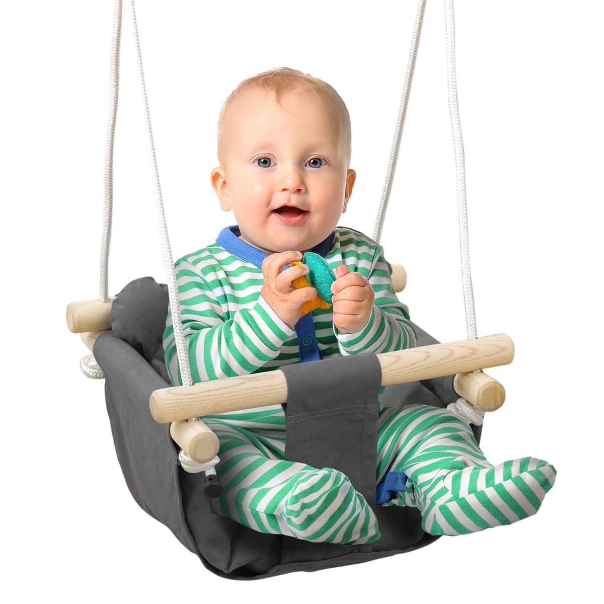 Silla colgante de lona segura para bebé, hamaca para interiores y  exteriores, columpio exterior, columpios para niños de 6 a 36 meses con  cojín