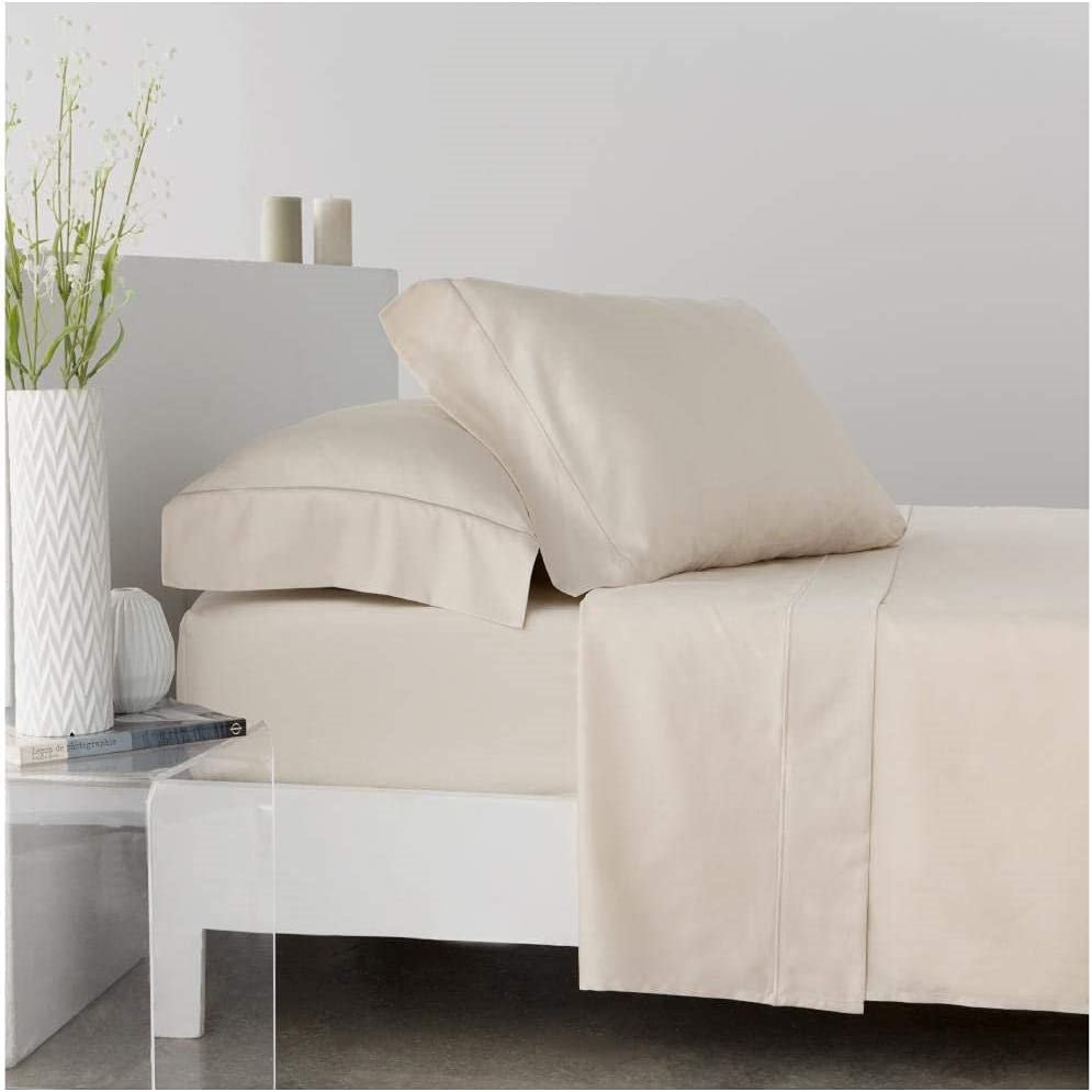 COTTON ARTean - Sábana bajera ajustable camas dobles articuladas 160 x  190/200 beige