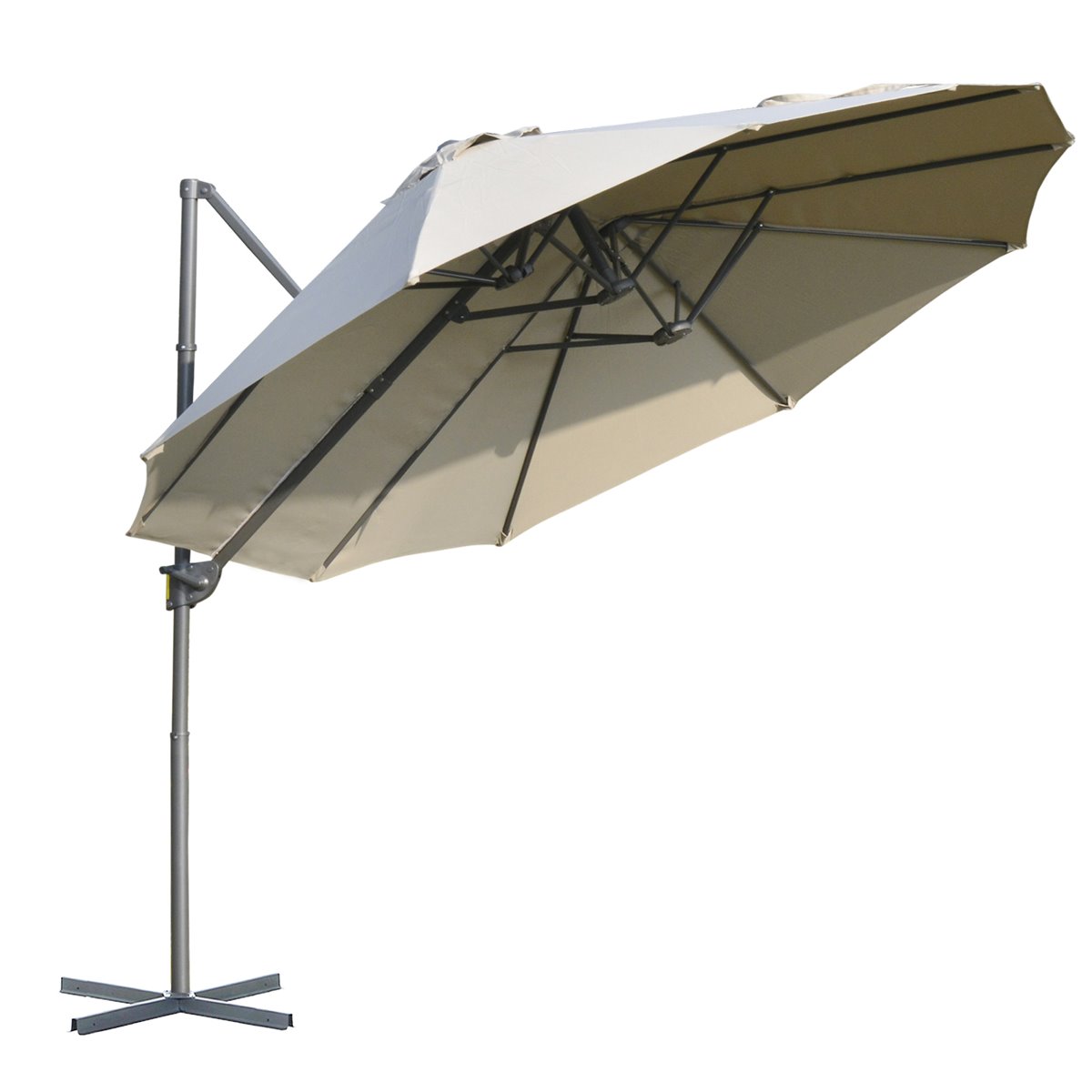 Sombrilla Doble Parasol de Acero 270x460x250cm. Beige
