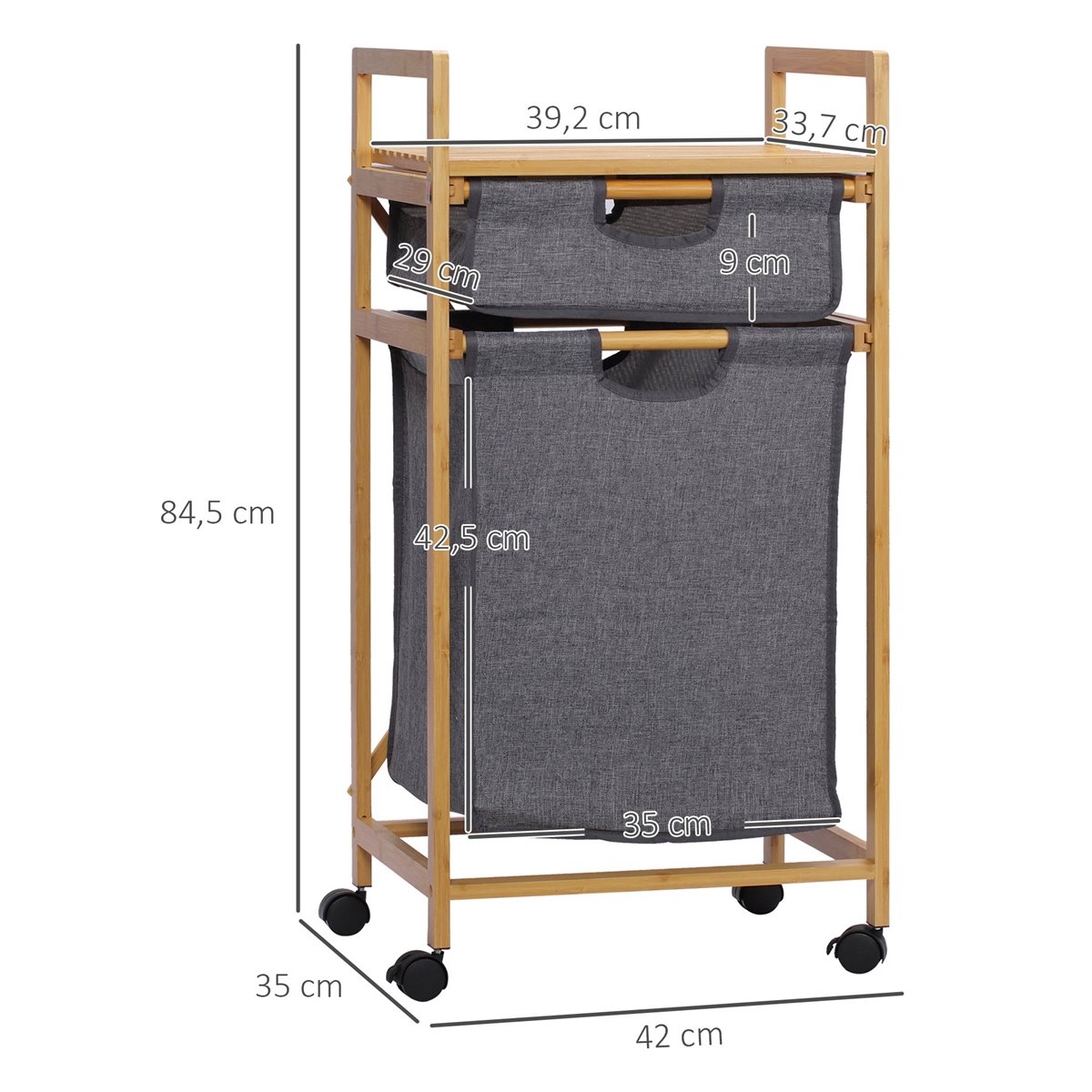 Cesto para ropa bambú, 2 compartimentos - 100L - Conforama