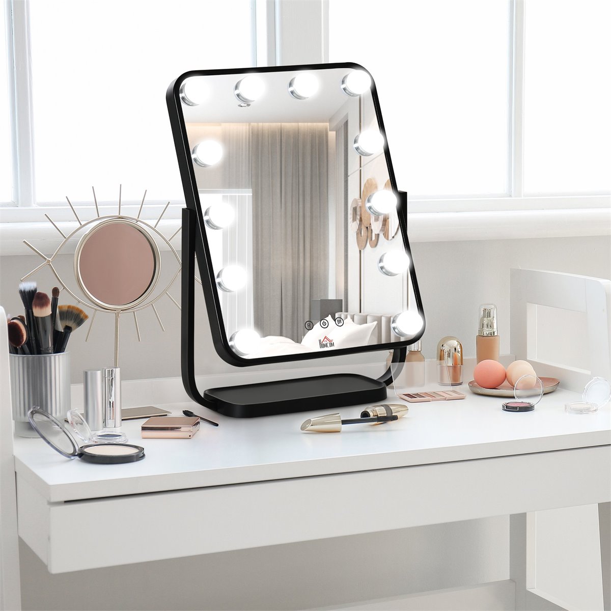 Espejo de Maquillaje con Luz LED Plegable Espejo Triple de Mesa