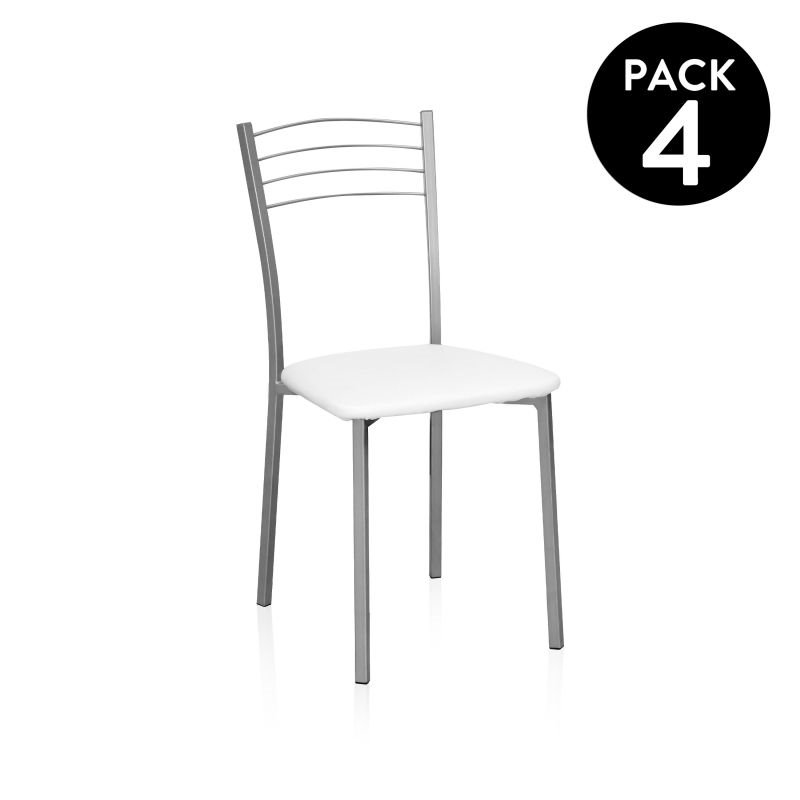 Pack 4 sillas de cocina Chef Gris - Blanco 41 x 85 x cm - Conforama