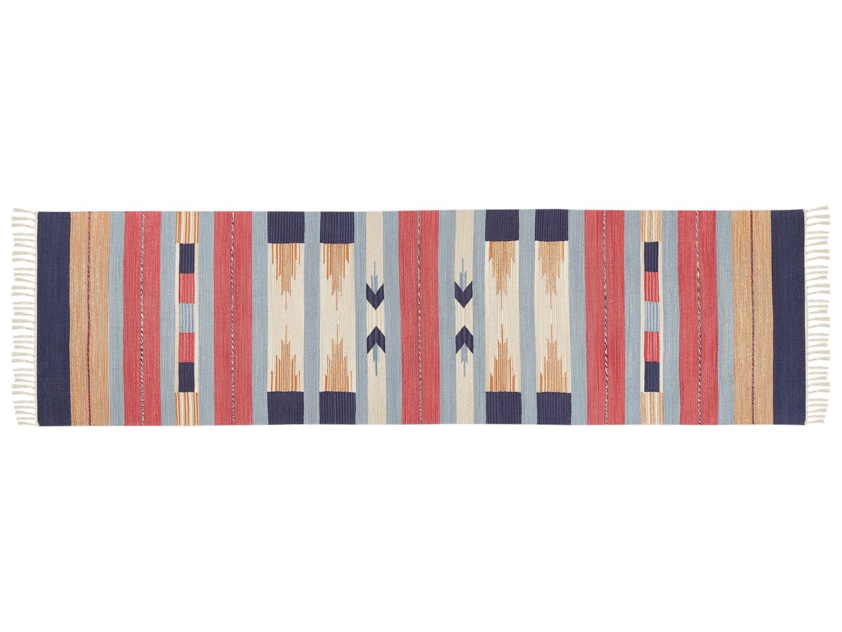 Alfombra kilim de algodón azul/rojo/beige 200 x 300 cm GANDZAK