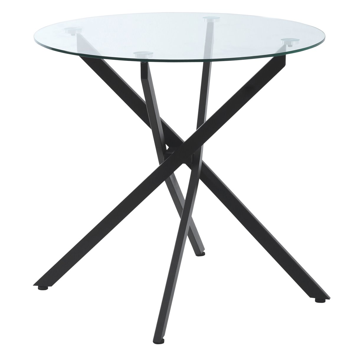 Mesa de centro redonda con patas cruzadas negras de metal