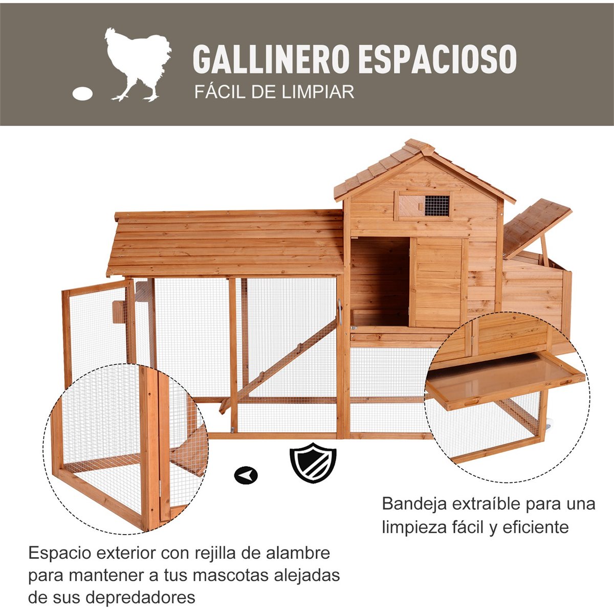 PawHut Gallinero Exterior Madera Jaula para Gallinas Animales