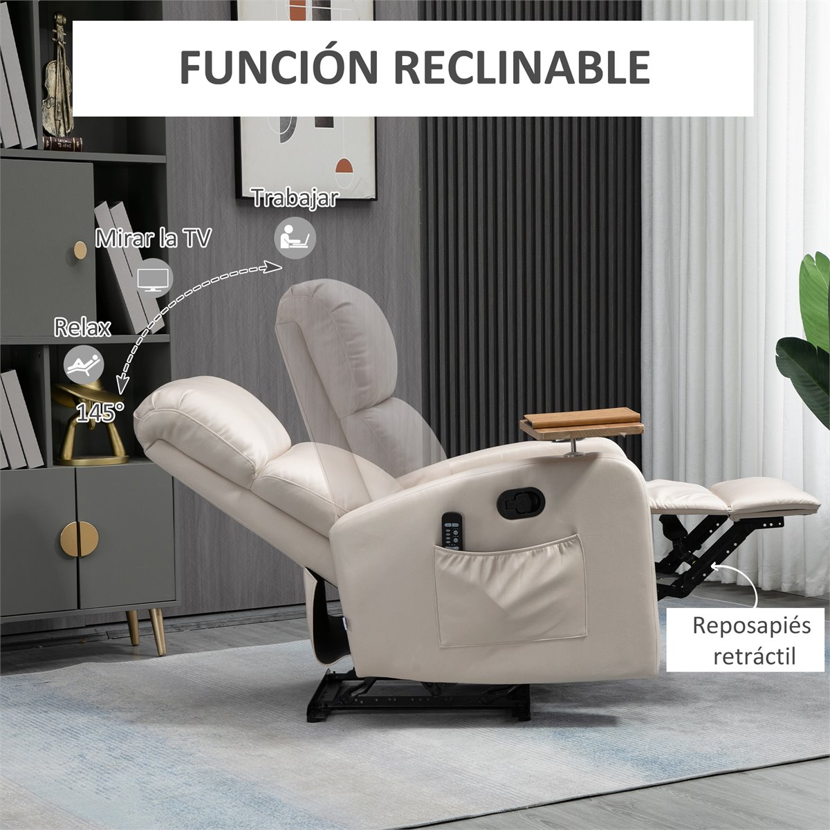 Este sillón relax eléctrico es reclinable y tiene función masaje - Showroom