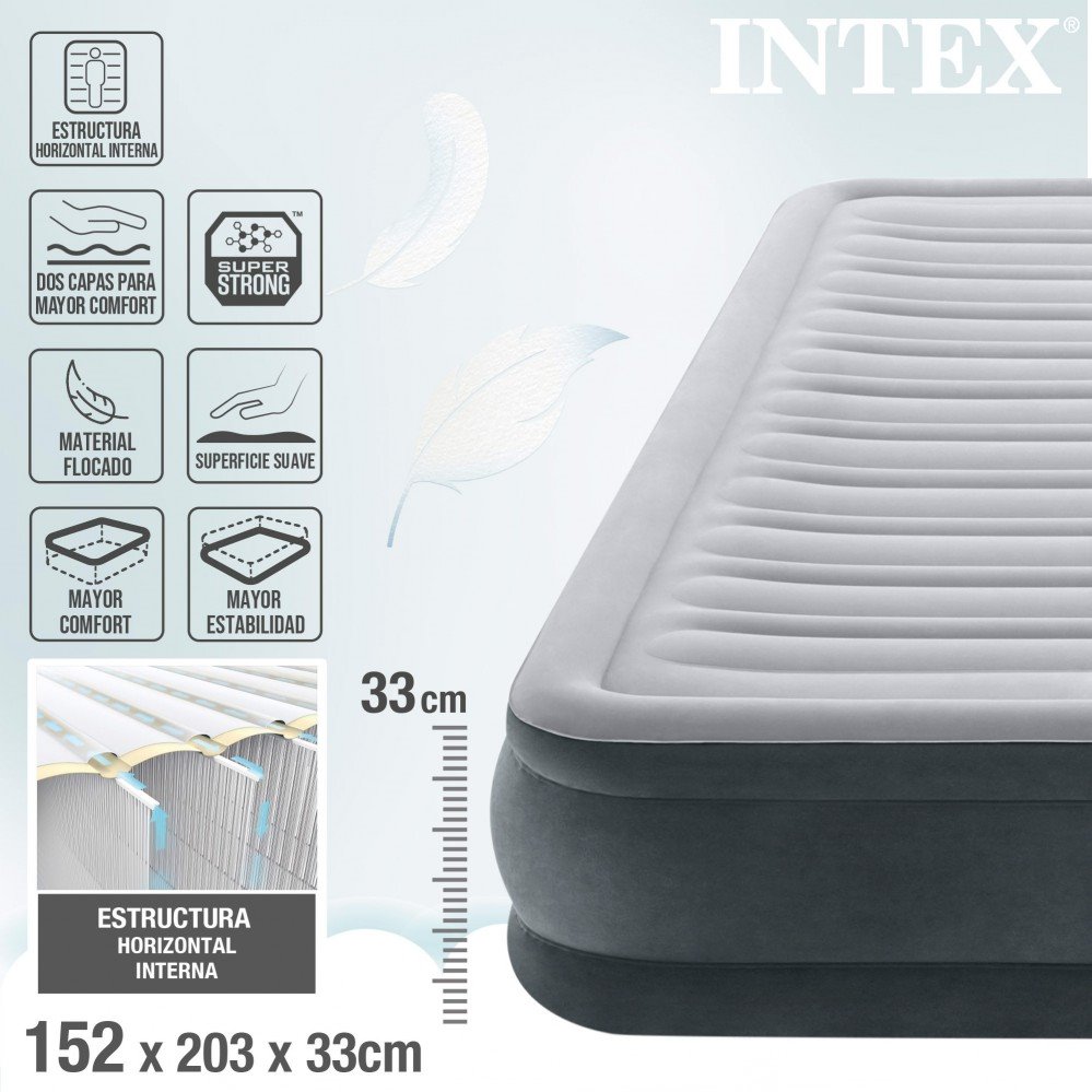 Colchón inflable doble Prime Comfort Elevated INTEX, Colchon
