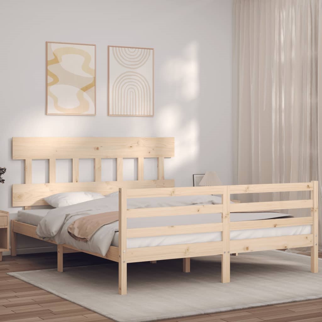 Estructura de cama de madera maciza de pino 160x200 cm - Conforama