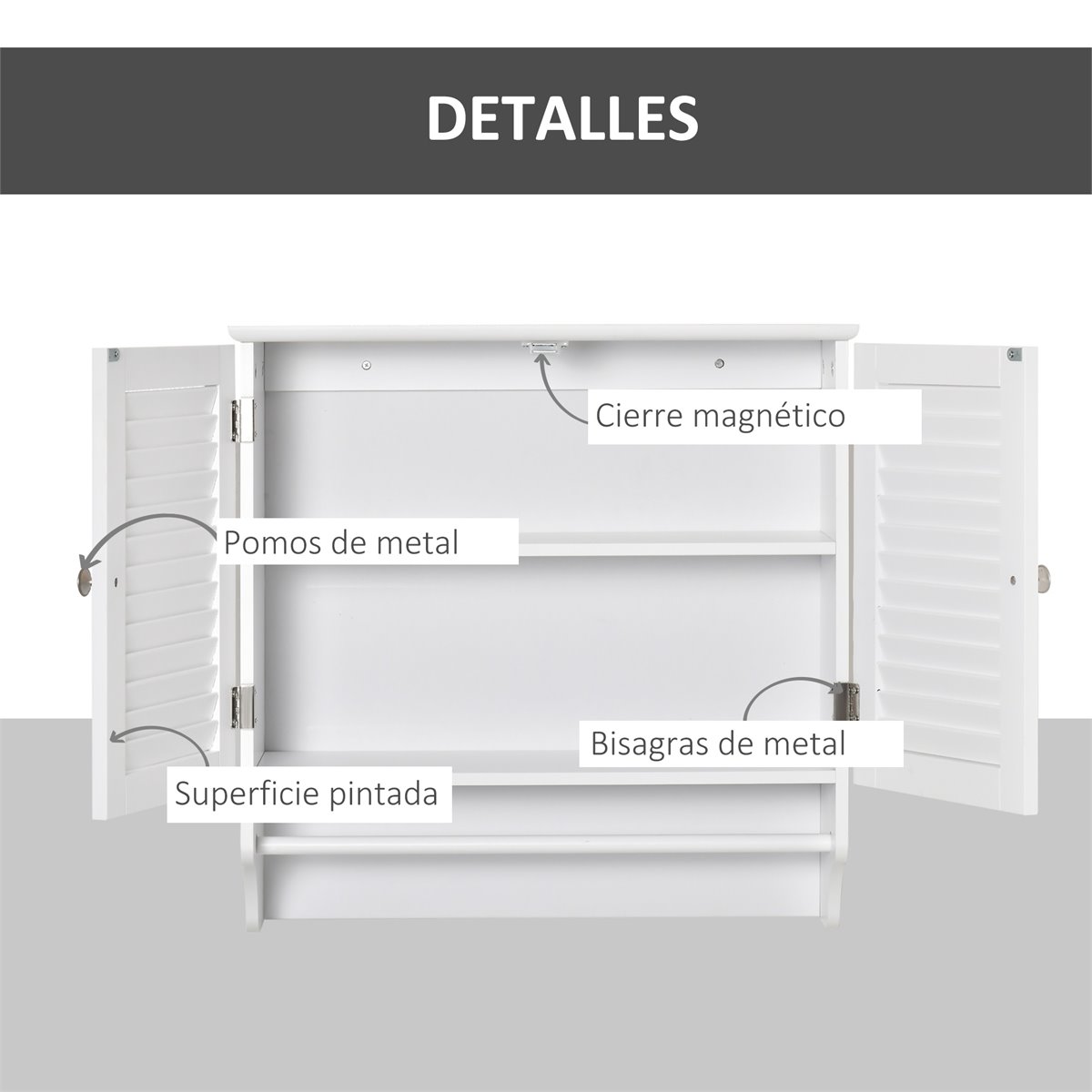 Armario baño de pared con 2 puertas kleankin 60x20x70.5 cm blanco