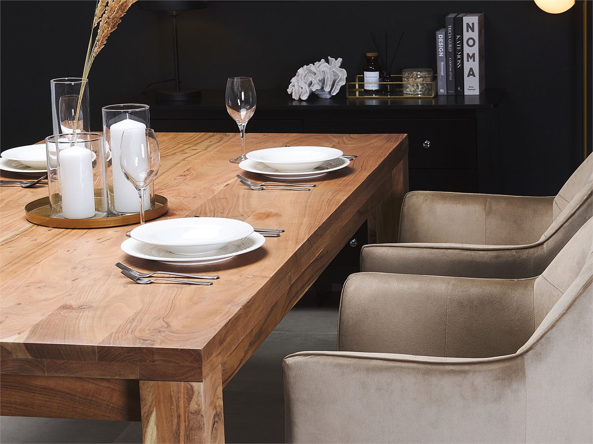 Mesa de comedor plegable de madera sostenible de acacia natural KATE