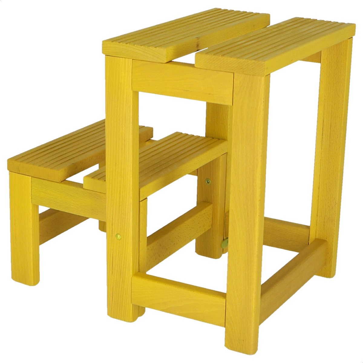 Mueblear MOBILIARIO & DECORACIÓN Taburete escalera 2 peldaños fabricado en  madera, acabado en amarillo, 32x23x40 cm