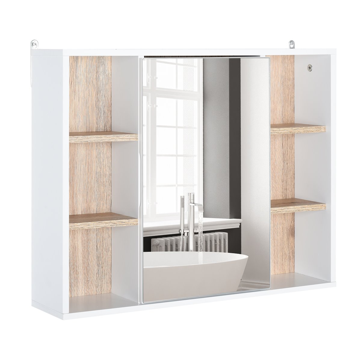 HOMCOM Armario de Baño con Espejo con 2 Puertas y Balda Ajustable Mueble  Colgante de Estilo Moderno 48x14,5x45 cm Blanco