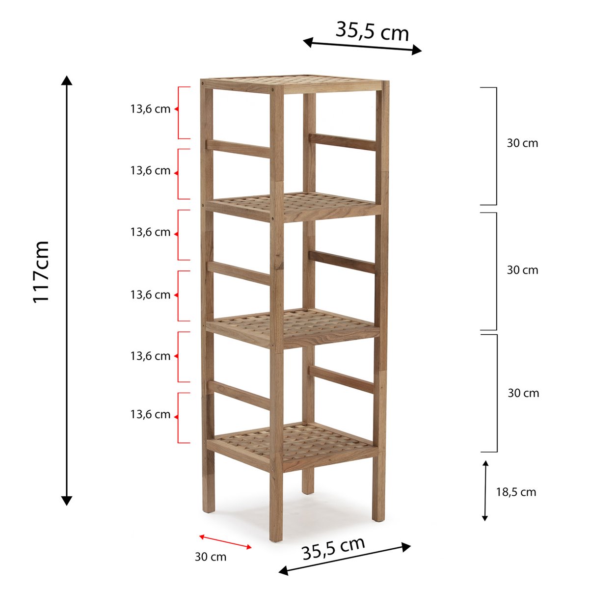 Ciro ficción Económico Estantería Alam de madera de nogal, 117,5 cm altura Madera - Conforama