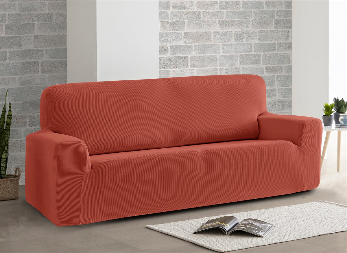 Funda cubre sofá 2 plazas lazos protector liso 120-180 cm gris ROYALE LAZOS