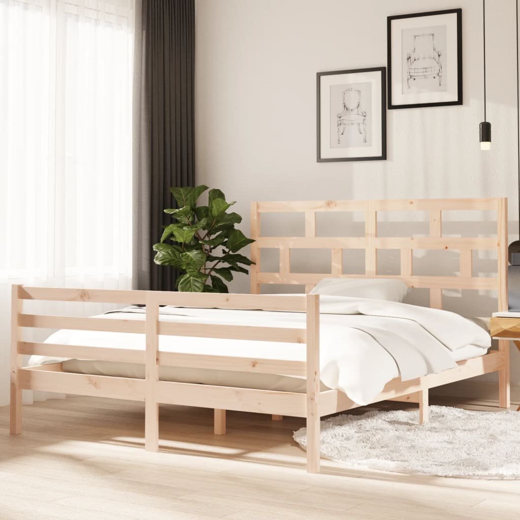 Estructura de cama de madera maciza de pino 160x200 cm - Conforama