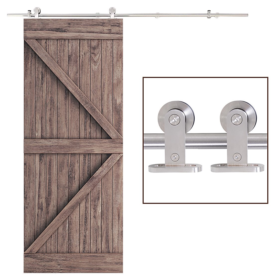200cm Kit Instalación Montaje Puerta Corredera Kit para Puerta Deslizante Puerta  Corrediza Interior Riel Acero blanco