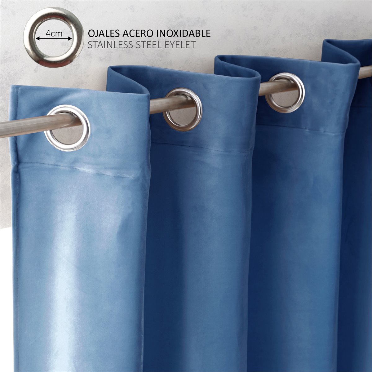 Cortina Translucida para Ventanas 150x260 cm Acomoda Textil. (Azul)