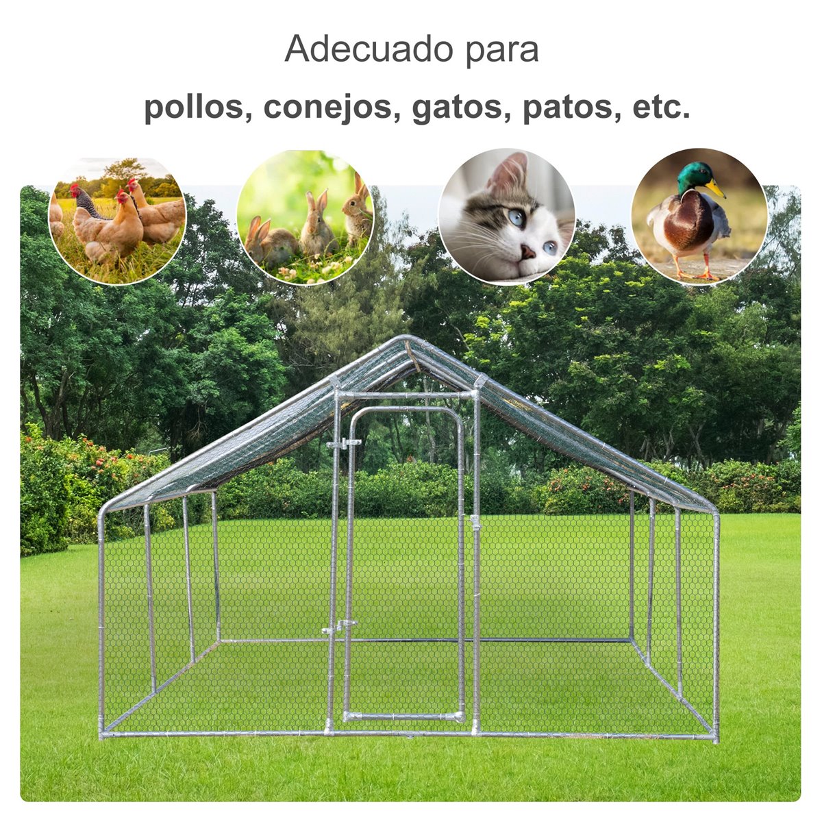 Pawhut Gallinero De Exterior Grande 3.03x6x1.95 M Jaula De Metal