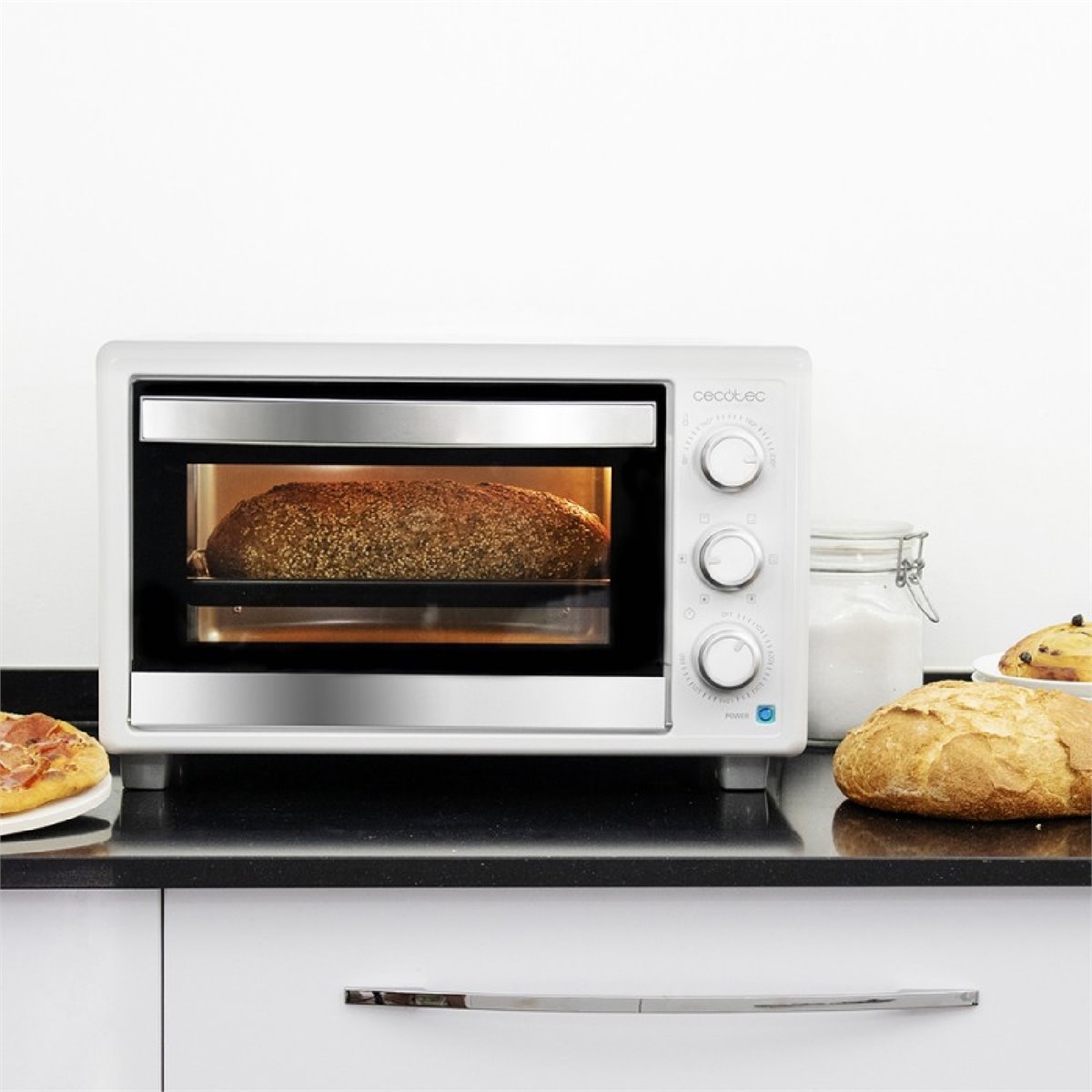 Horno de Sobremesa Bake&Toast 3000 4Pizza Blanco Gyro Cecotec, 51x38x31 cm  — Qechic