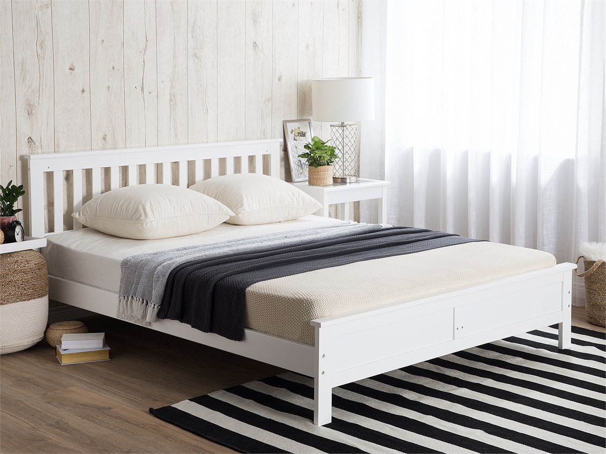 Cama con somier de madera de pino blanca 90 x 200 cm VANNES