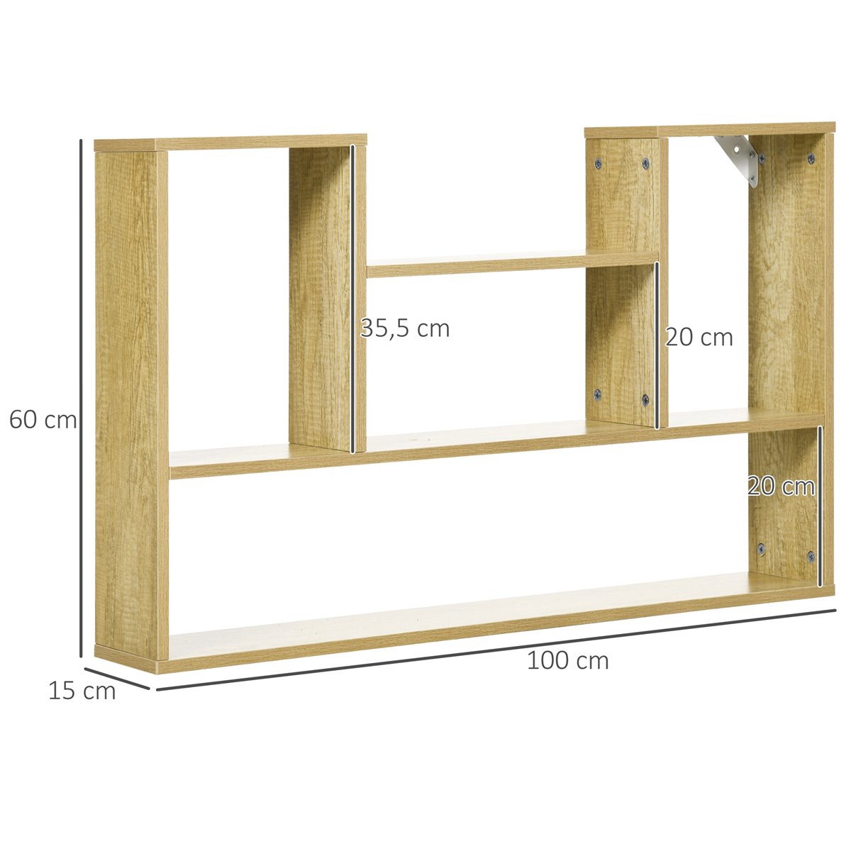 Estante de pared madera maciza de haya 60x20x4 cm - referencia Mqm-356030