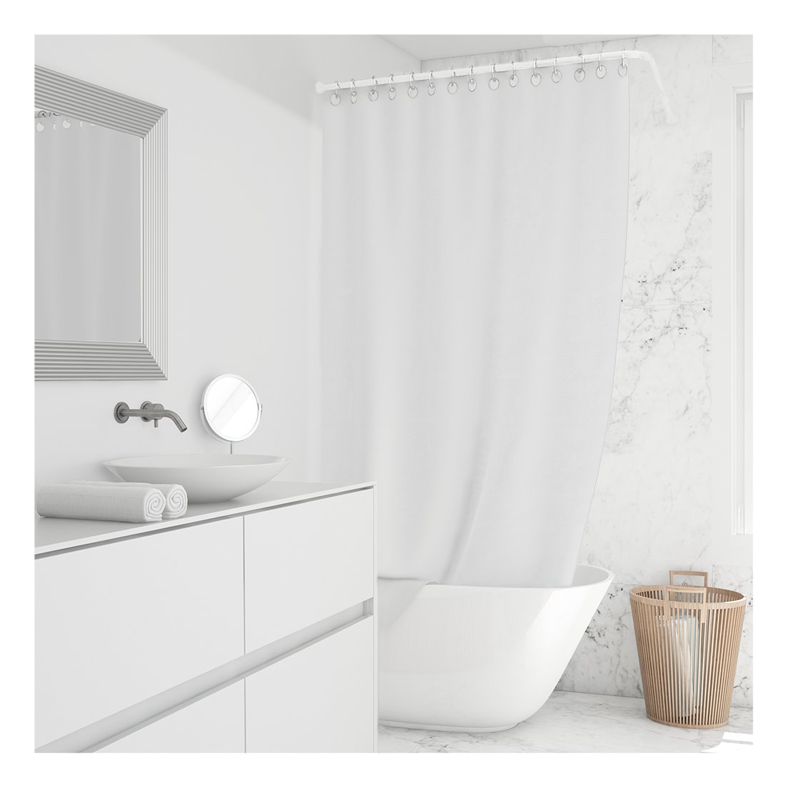 Acomoda textil – barra cortina ducha universal de aluminio en forma de l+u.