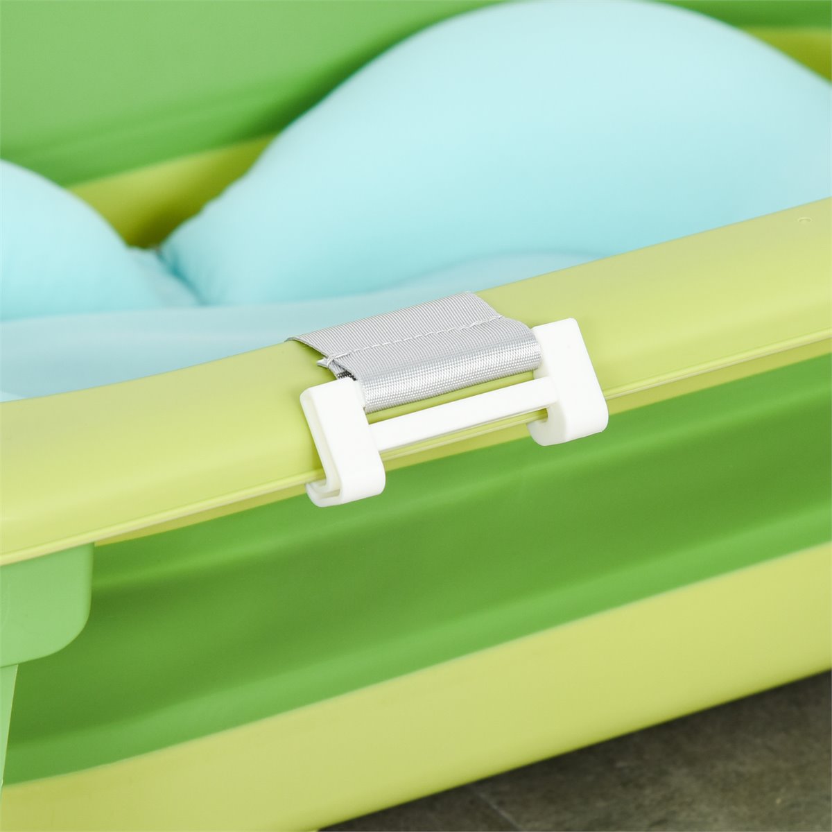 HOMCOM Bañera Plegable para Bebé Recién Nacido hasta 3 Años 50 Litros con  Cojín Cómodo y Patas Plegables Carga 50 kg 80x53,9x20,8 cm Verde 0-3 50L  Incluido