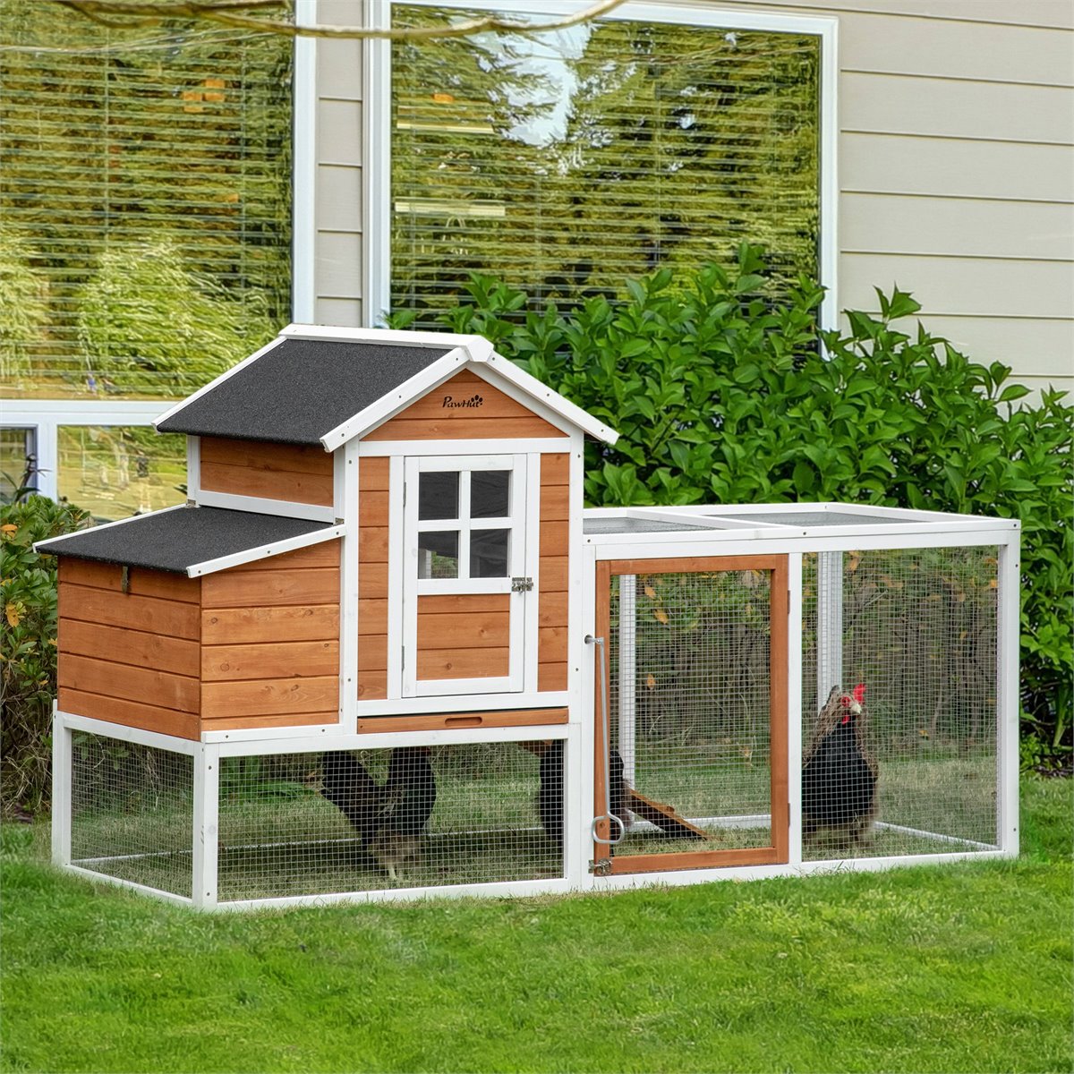 Jaula de madera para gallinero, conejera, para aves de corral, para  mascotas, jardín, patio trasero, con jaula de malla para uso en interiores  y