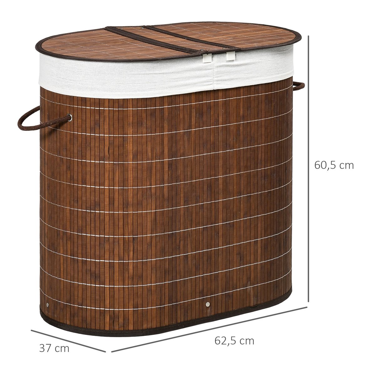 Homykic Cesta de lavandería con tapa, cesta de lavandería plegable de 100  litros con asas de bambú, gran contenedor de almacenamiento impermeable  para