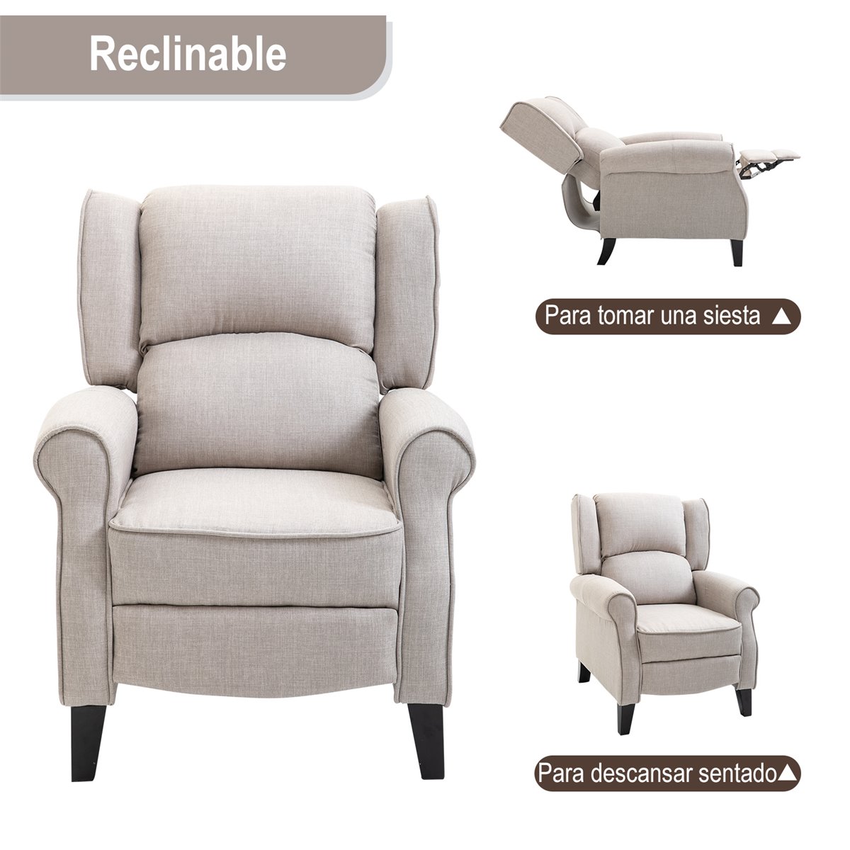 Sillón reclinable eléctrico relax de salón HOMCOM 95x90x105 cm gris
