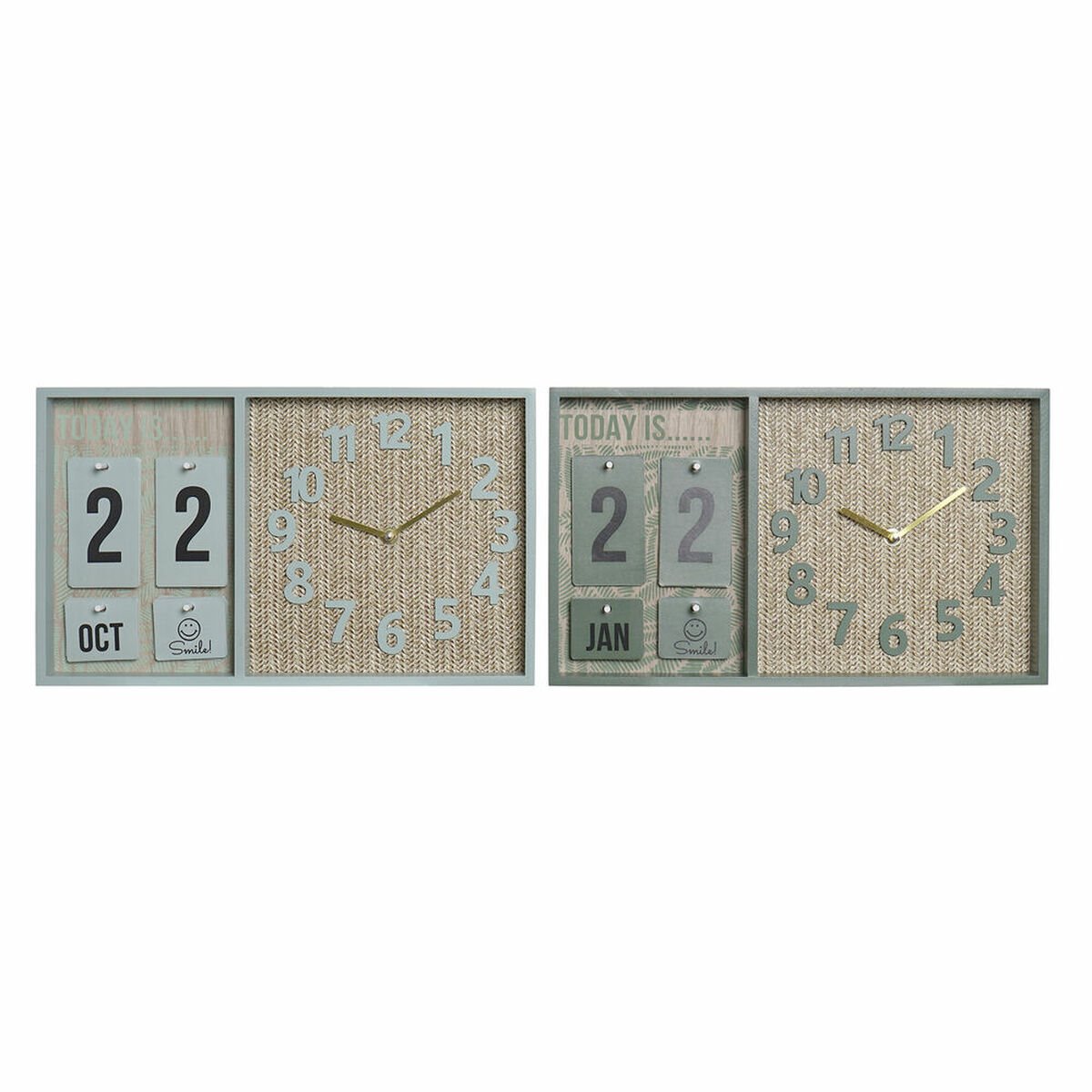 Reloj de Pared DKD Home Decor Verde Madera Polipropileno Plástico