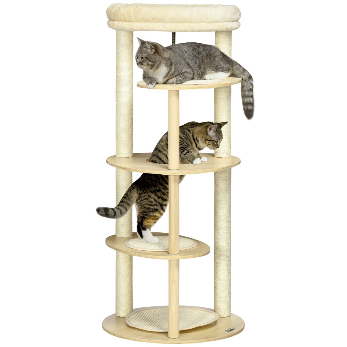 Pawhut Rbol Rascador Para Gatos De Madera Cm Torre Escalador