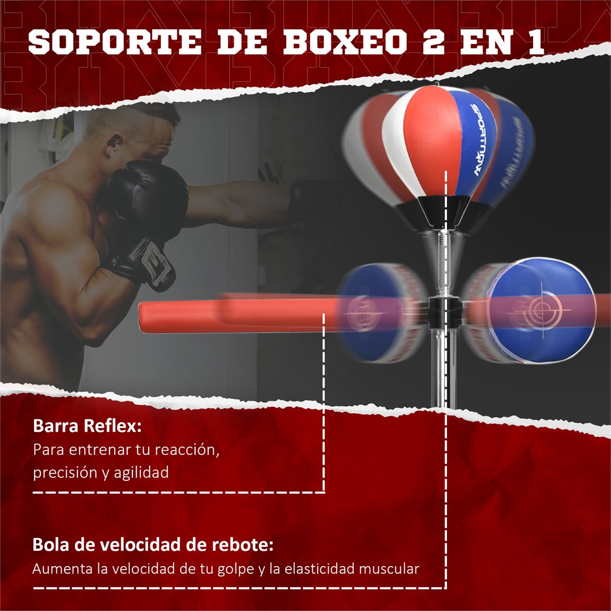 Pera De Boxeo Puching Ball Box + Guantes + Inflador Niños
