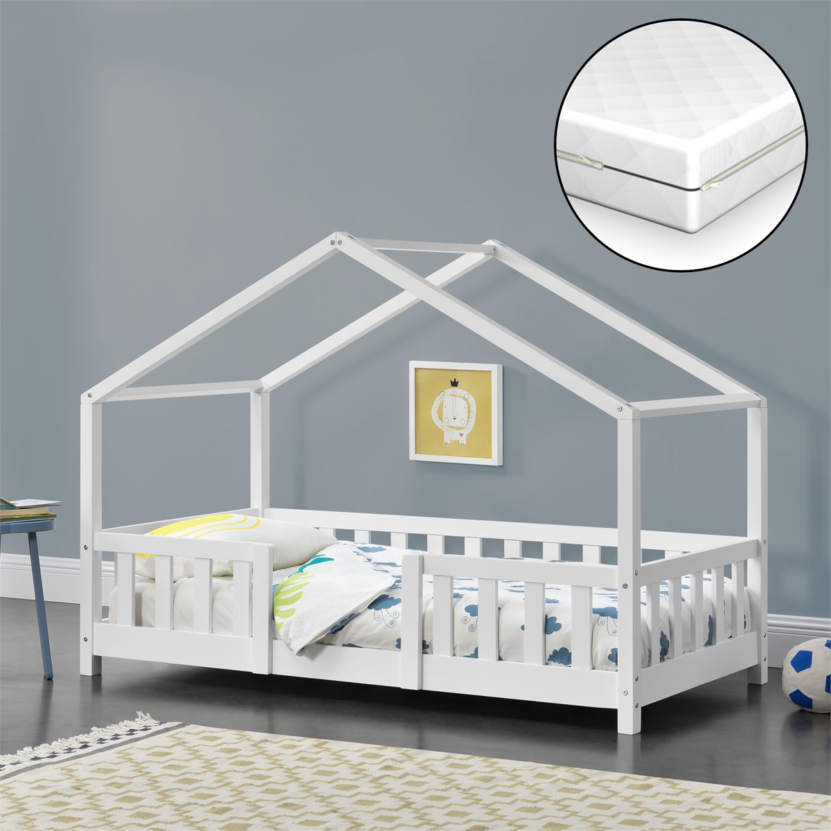 Estructura de cama infantil con cajones madera de pino 80x160cm