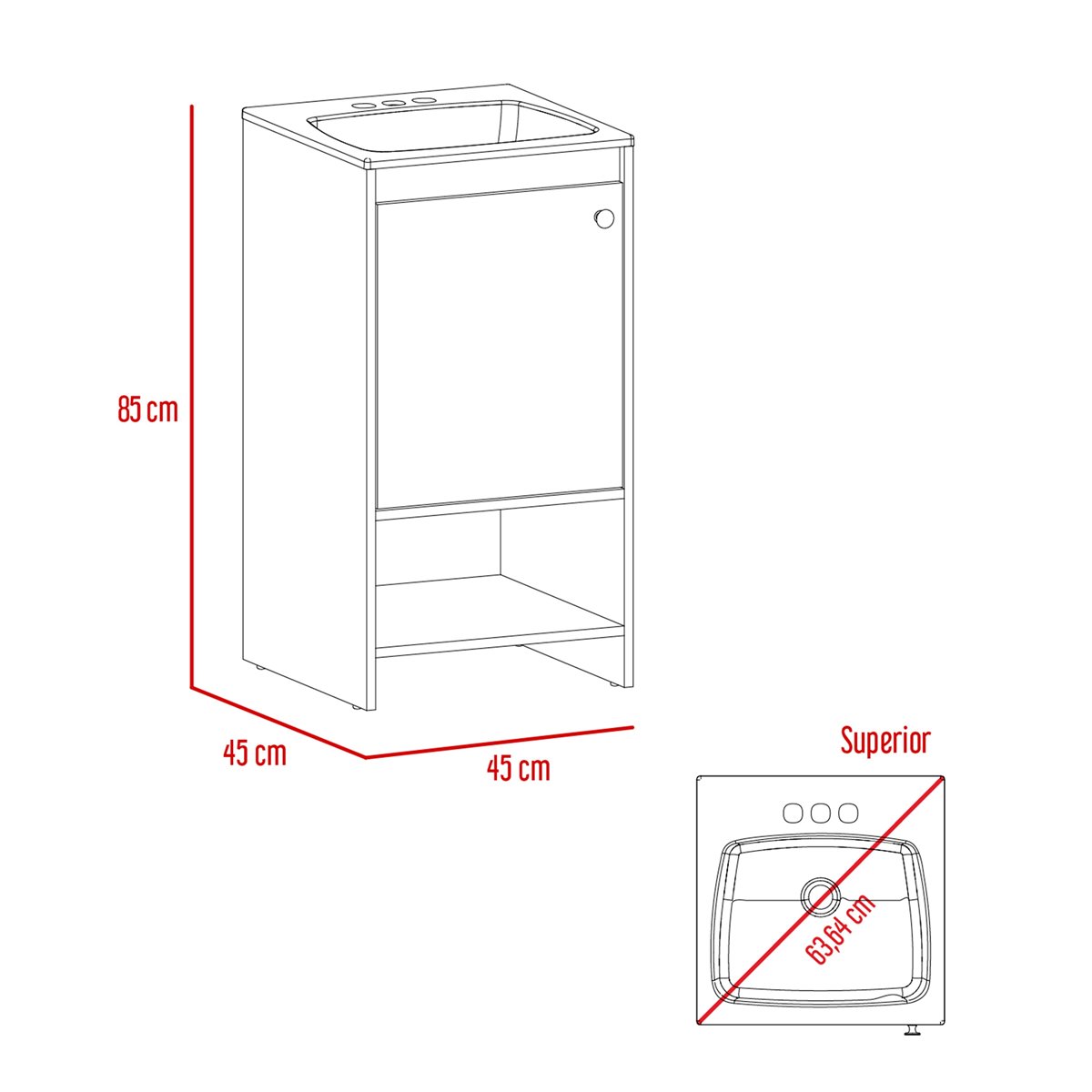 Mueble Columna de Baño Malaga con cajón Blanco / Duna