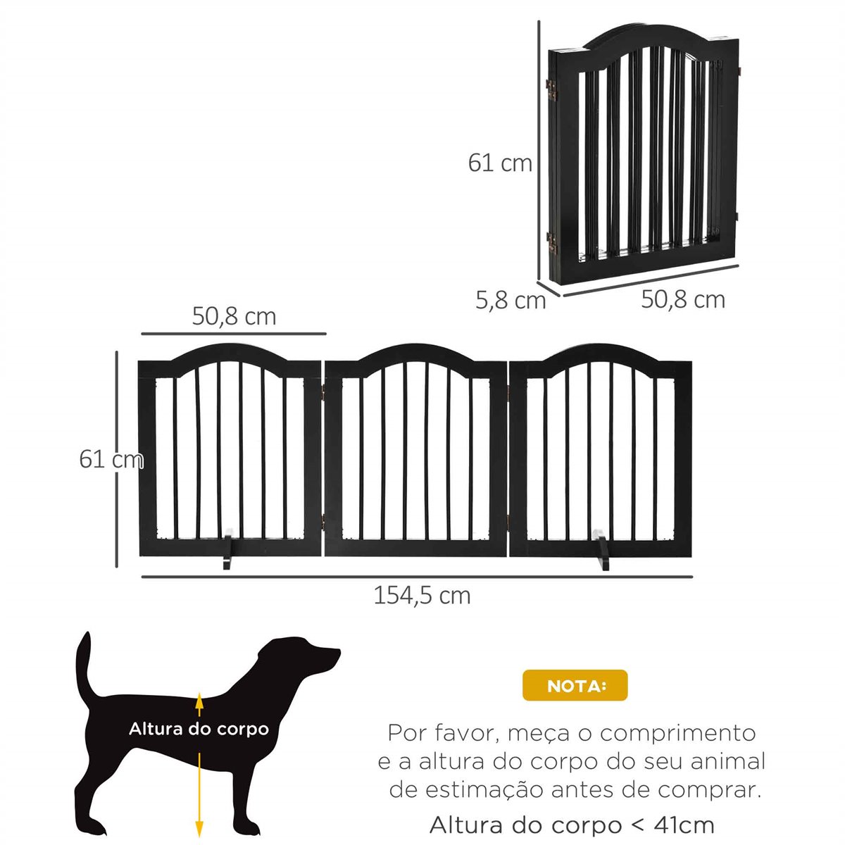 PawHut Barrera de Seguridad para Perros Plegable de 3 Piezas 203x74 cm  Rejilla para Escaleras y Puertas con Sistema de Cierre Automático y 2  Paneles de Tela Oxford Negro - Conforama