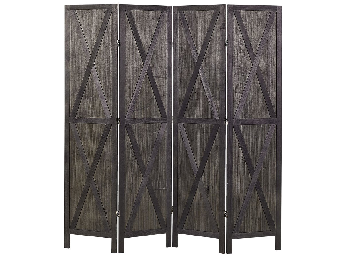 HOMCOM Biombo de 4 Paneles Plegable 160x1,8x170 cm Separador de Ambientes  de Madera y Carrizo Natural